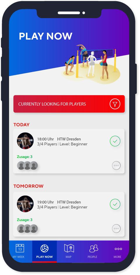Beachup app: play now screen